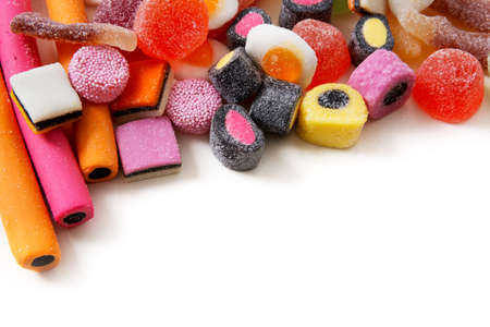Candies on white background