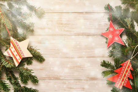 Christmas decoration on the tablesの写真素材