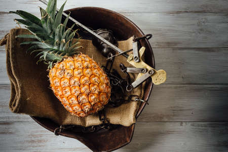pineapple weighingの写真素材