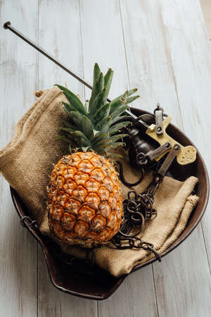 pineapple weighingの写真素材