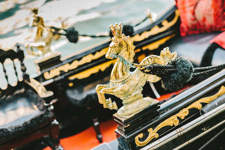 Brass horse. Decoration of a Venetian gondolaの写真素材