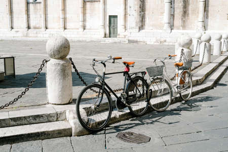 Bicycles parked in the street