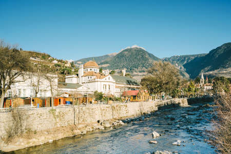 Merano, Italy - January 9, 2017: Merano, a beautiful town in the Alpine mountains of South Tyrol.のeditorial素材