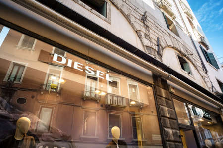 Venice, Italy - February 27, 2017: Diesel S.p.A. is an Italian retail clothing company, located in Breganze, Italy. It sells denim, and other clothing and accessories.のeditorial素材