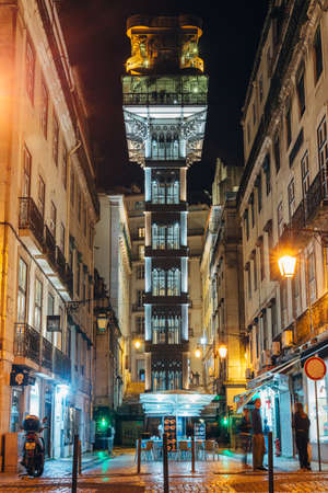 Lisbon, Portugal - May 9, 2017: The Santa Justa Elevator, is an elevator, in the civilian parish of Santa Justa, in the historic city of Lisbon.のeditorial素材