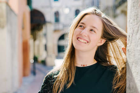 Portrait of teen girl outdoorsの写真素材