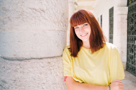 Portrait of teen girl outdoors