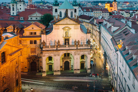 Prague, Czech Republic - 22 May 2018: Church of St. Salvator at the nightのeditorial素材