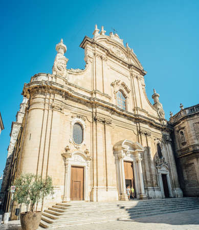 Monopoli, Puglia Italy - Thursday 22 August 2019: Facade of the Madonna of Madia Cathedralのeditorial素材