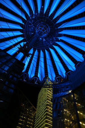 Dome of sony center at nightのeditorial素材