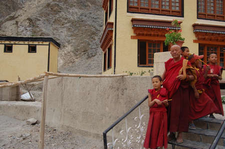 Monks in Rizong monasteryの写真素材