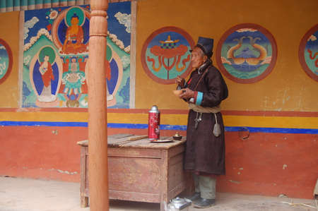 Woman in likir monasteryのeditorial素材