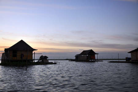 Floating houses Tempe lakeの写真素材