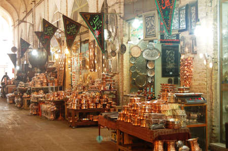 Traditional iranian souvenirs in market Bazaar in Isfahan Iran