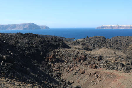 Nea Kameni island near Santorini,  Greeceの写真素材