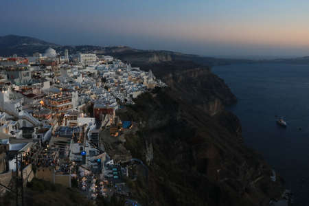 Beautiful sunset in Santorini island, Greeceの写真素材
