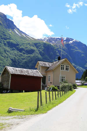 Bakka church (Naeroyfjorden, Norway)の写真素材