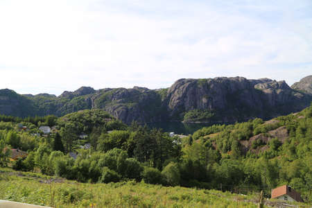 The beautiful norwegian coastline of Kristiansand in Scandinaviaの写真素材