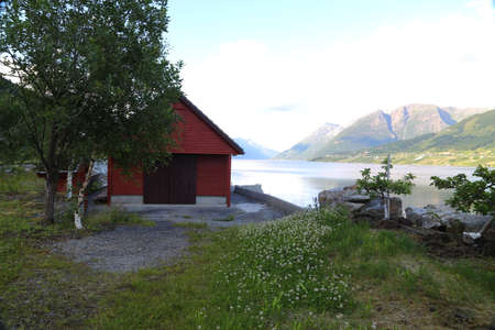 Hardangerfjord in south western Norway in the summerの写真素材