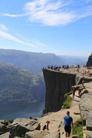 Preikestolen - famous cliff at the norwegian mountainsのeditorial素材