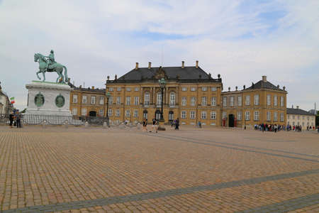 Gray clouds over the Amalienborg Palace and Square Copenhagen, Denmarkのeditorial素材