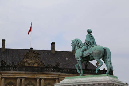 Gray clouds over the Amalienborg Palace and Square Copenhagen, Denmarkのeditorial素材