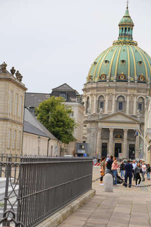 Gray clouds over the Amalienborg Palace and Square Copenhagen, Denmarkのeditorial素材