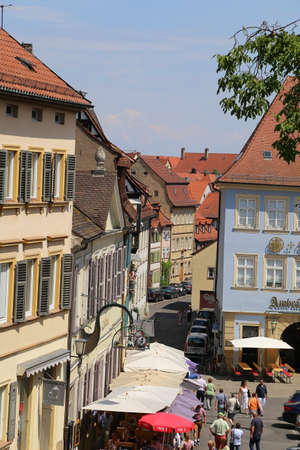 beautiful houses and street in the Old Town of Bamberg, Germanyのeditorial素材