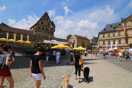 beautiful houses and street in the Old Town of Bamberg, Germanyのeditorial素材