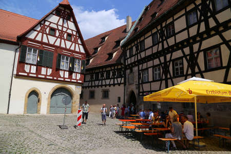 beautiful houses and street in the Old Town of Bamberg, Germanyのeditorial素材
