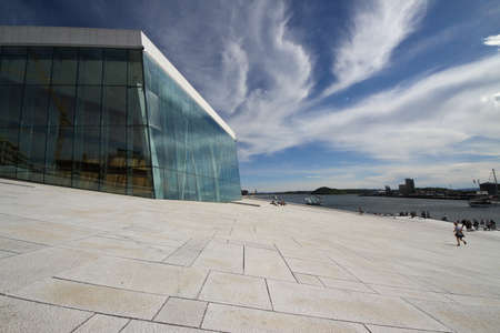 Tourists exploring Oslo Opera House, Norwayのeditorial素材