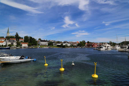 A calm summers day in Marina Kristiansand Lillesand, Norwayのeditorial素材