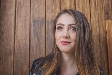 Beautiful girl in a photo shoot in the cityの写真素材