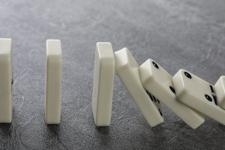 Dominoes on a black background. Dominoes isolated on black backgroundの写真素材