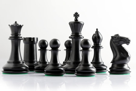 Black chess pieces on a white background. The concept of leadership and management.の写真素材