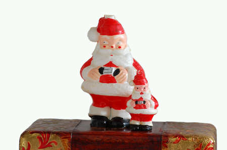 two Santas on white backgroundの写真素材