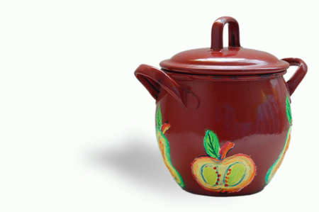 decorated pot on white backgrounddecorated pot on white backgroundの写真素材