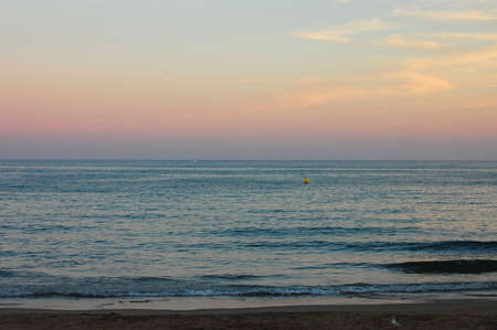 Sea view at sunset in Sitgesの写真素材