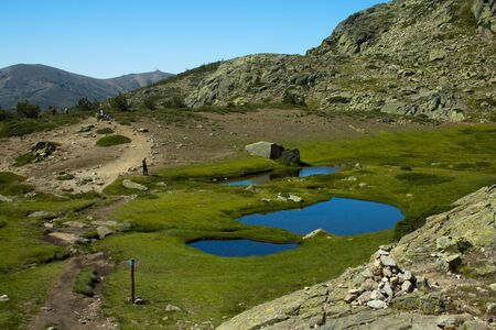 Blue lakes in Guadarrama range national park in Spain.