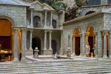 Alcobendas, Spain - December 30, 2014:Roman life receration in a nativity scene.のeditorial素材