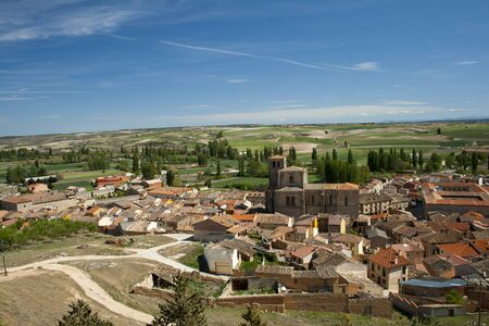 View of historic center of Pe?anda de Duero in Spain.の写真素材