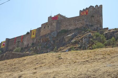 ALBURQUERQUE, SPAIN - AUGUST 18, 2018: Alburquerque medieval festival. People involved in the events. Medieval fair. Medieval Festival of Alburquerque, is celebrated every year in mid-August and the whole population participates disguising itself as a perのeditorial素材