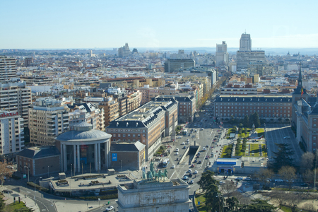 Madrid, Spain. January, 12, 2019. Madrid skyline from the lighthouse of Moncloaのeditorial素材