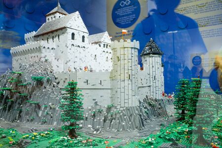 GIJÓN, August 7, 2019. Miniature replica of a medieval castle built for theのeditorial素材
