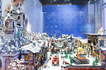 GIJ?N, August 7, 2019. Miniature replica of a snowy Christmas town built for theのeditorial素材