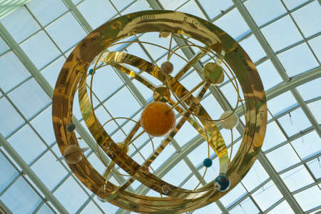 Alcobendas, Spain December 26, 2019: Armillary sphere suspended on the ceiling of a Spanish mallのeditorial素材