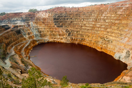 mining work at the Corta Atalaya mine, one of the largest open pit mines in Europe. Huelva privince...