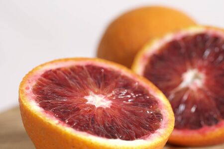 Blood orange sliced and juicyの写真素材