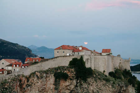 Beautiful and great castle during the sunset at Dubrovnik in Croatiaのeditorial素材
