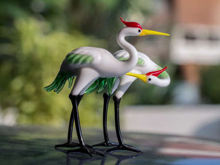 Glass crane birdsの写真素材